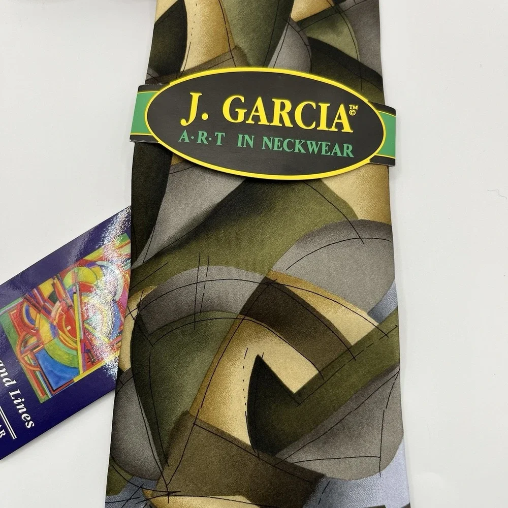 J Garcia Mens Silk Curves And Lines Collection Fourteen Abstract Tie NEW